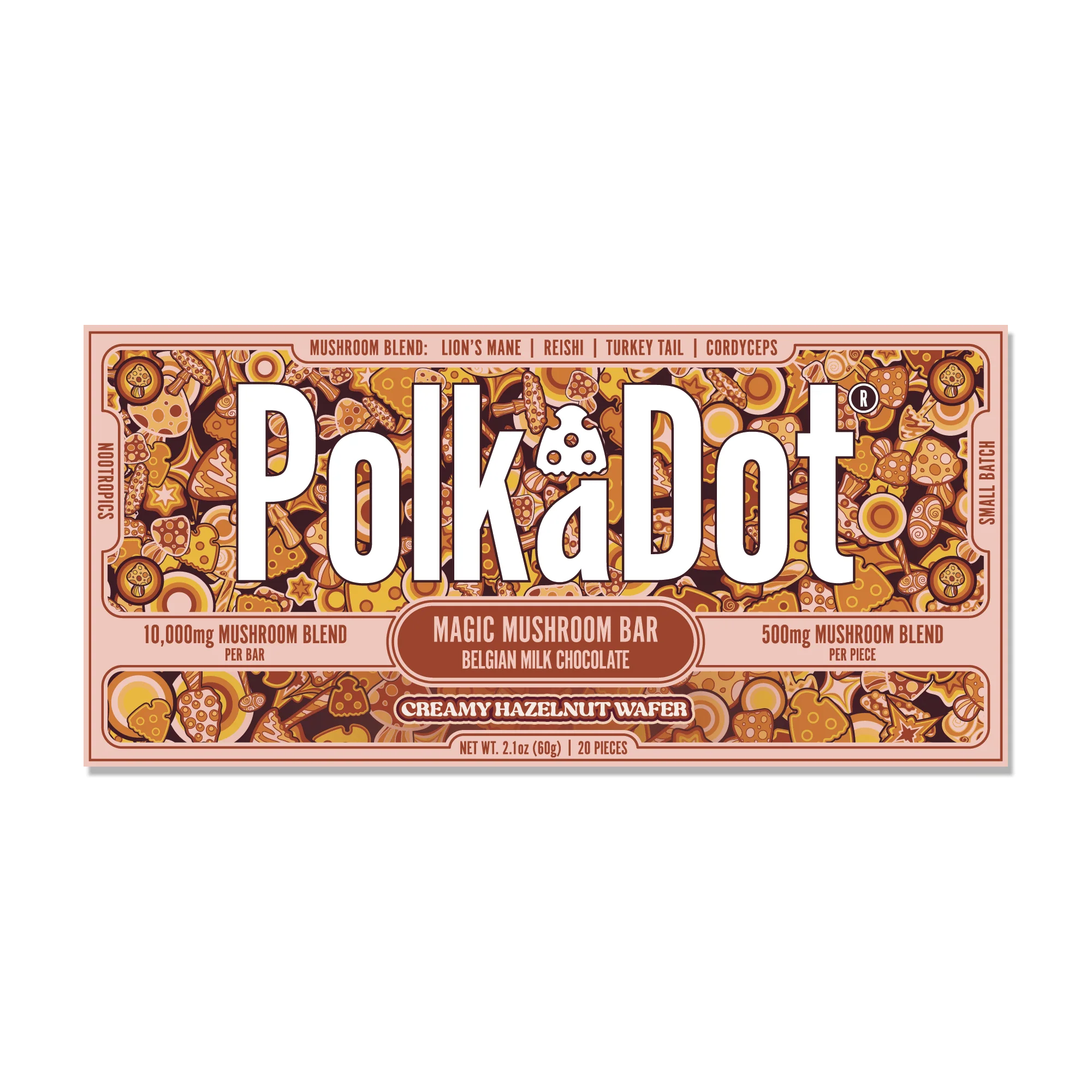 Polkadot Creamy Hazelnut Wafer Chocolate Bar Buy Polkadot Mushroom Chocolate Bar - Your #1 Trusted Store
